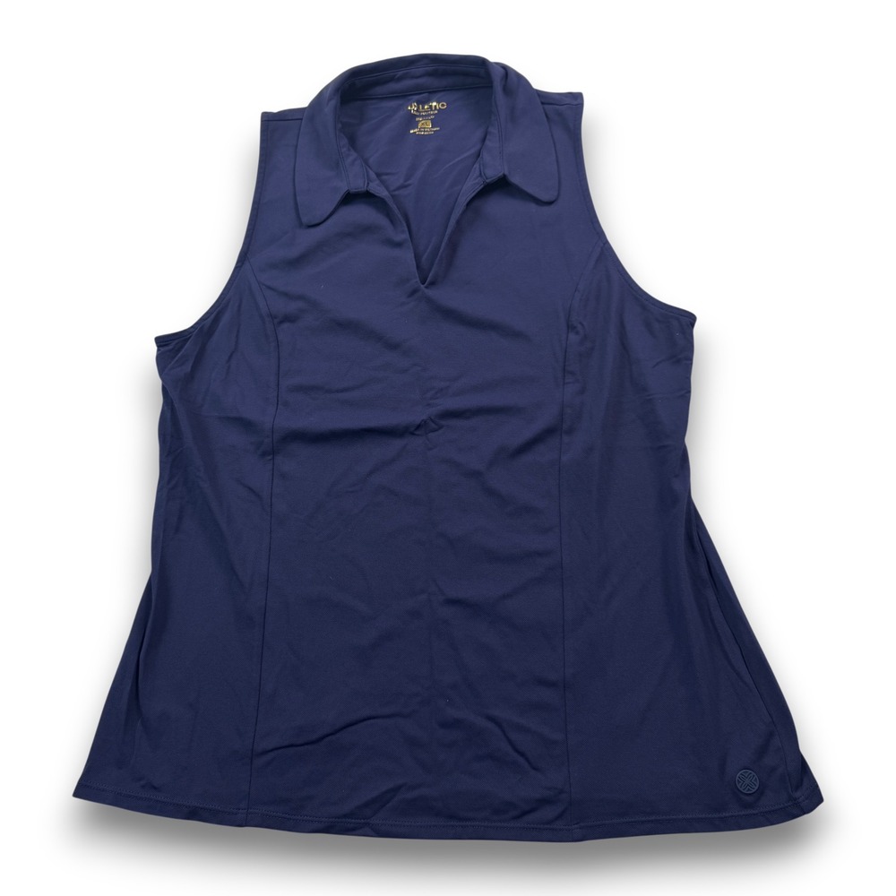Lilly Pulitzer Luxletic Womens XL Navy Blue Meryl Nylon Sleeveless Polo 019211